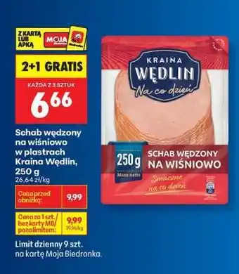 Biedronka Schab wędzony na wiśniowo w plastrach Kraina Wędlin , 250 g oferta