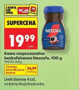 Biedronka Kawa rozpuszczalna bezkofeinowa Nescafé, 100 g oferta