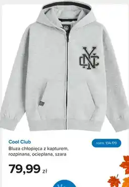 Smyk Bluza chłopięca z kapturem rozpinana ocieplana szara Cool Club oferta