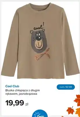 Bluzka chłopięca z długim rękawem jasnobrązowa Cool Club