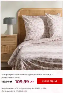 Home&You Komplet pościeli bawełnianej Rosalini 160x200 cm z 2 poszewkami 70x80 oferta