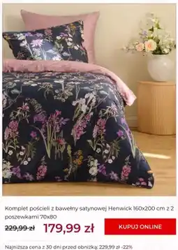 Home&You Komplet pościeli z bawełny satynowej Henwick 160x200 cm z 2 poszewkami 70x80 home & you oferta