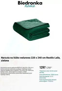 Biedronka Narzuta na łóżko welurowa 220 x 240 cm Restilo Laila, zielona oferta