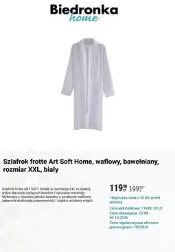 Biedronka Szlafrok frotte Art Soft Home, waflowy, bawełniany, rozmiar XXL, biały oferta