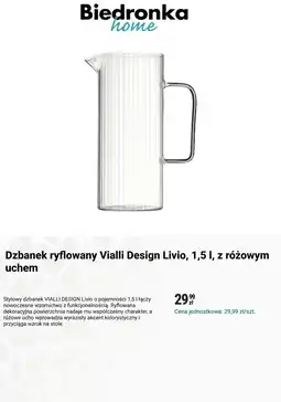 Biedronka Dzbanek ryflowany Vialli Design Livio, 1,5 l, z różowym uchem oferta