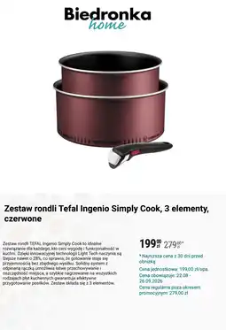 Biedronka Zestaw rondli Tefal Ingenio Simply Cook, 3 elementy, czerwone oferta