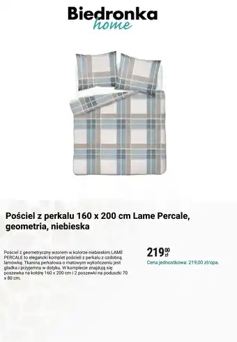 Pościel z perkalu 160 x 200 cm Lame Percale, geometria, niebieska