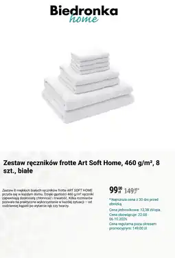 Biedronka Zestaw ręczników frotte Art Soft Home, 460 g/m², 8 szt., białe oferta