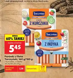 Biedronka Parówki z fileta z kurczaka Tarczyński oferta