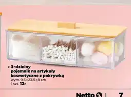 Netto 3-dzielny pojemnik na artykuły kosmetyczne z pokrywką 9,5x23,5x8 cm oferta