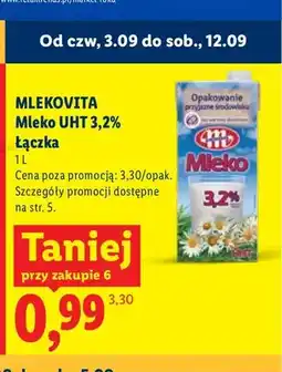 Lidl Mleko UHT Łączka Mlekovita 3,2% oferta