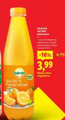 Lidl Sok pomarańcza Solevita 100% oferta