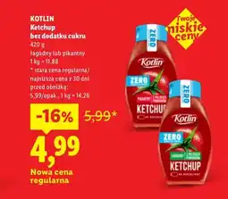 Lidl Ketchup bez dodatku cukru łagodny Kotlin oferta