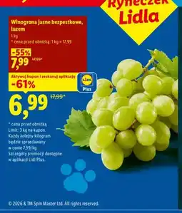 Lidl Winogrona jasne bezpestkowe luzem oferta