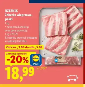 Lidl Żeberka wieprzowe paski Rzeźnik oferta