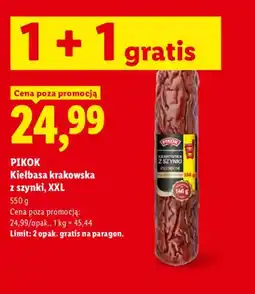 Lidl Kiełbasa krakowska z szynki XXL Pikok oferta