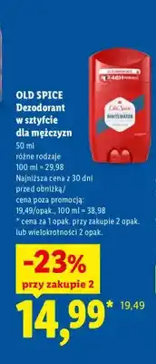 Lidl Dezodorant w sztyfcie dla mężczyzn Old Spice oferta