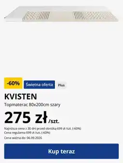 JYSK Topmaterac KVISTEN 80x200 cm szary oferta
