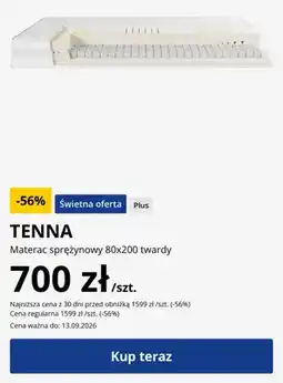 JYSK Materac sprężynowy Tenna 80x200 twardy oferta
