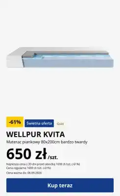 JYSK Materac piankowy Wellpur Kvita bardzo twardy oferta