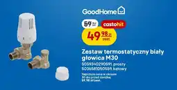 Castorama Zestaw termostatyczny prosty biały głowica M30 GoodHome oferta