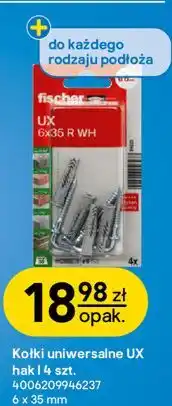 Castorama Kołki uniwersalne UX hak l 4 szt. 6 x 35 mm fischer oferta