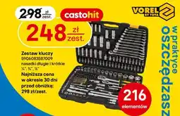 Castorama Zestaw kluczy nasadki długie i krótkie 216 elementów Vorel oferta