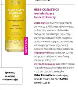 Hebe Rozświetlający tonik do twarzy Hebe Cosmetics oferta