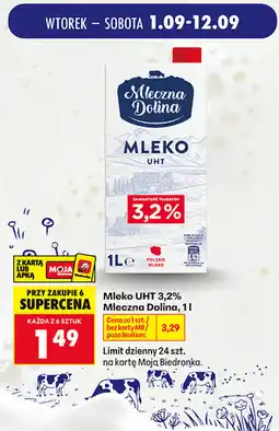 Biedronka Mleko UHT 3,2% Mleczna Dolina oferta