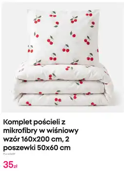 Pepco Komplet pościeli z mikrofibry w wiśniowy wzór 160x200 cm, 2 poszewki 50x60 cm Pepco oferta