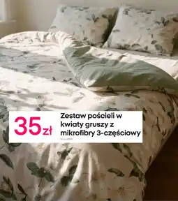 Pepco Zestaw pościeli w kwiaty gruszy z mikrofibry 3-częściowy oferta