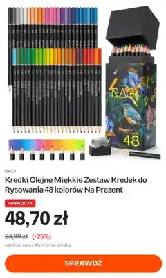 Empik Kredki olejne miękkie zestaw kredek do rysowania 48 kolorów na prezent Ragi oferta