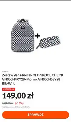 Empik Zestaw Vans-Plecak Old Skool Check VN000H4XY28+Piórnik VN000H58Y28 Blk/Wht oferta