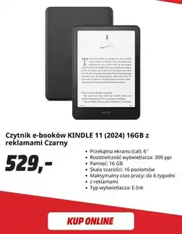 Media Markt Czytnik e-booków Kindle 11 (2024) 16GB z reklamami czarny oferta