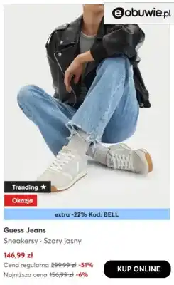 eobuwie Sneakersy szary jasny Guess Jeans oferta