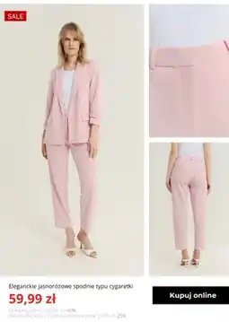 Greenpoint Eleganckie jasnoróżowe spodnie typu cygaretki Greenpoint oferta