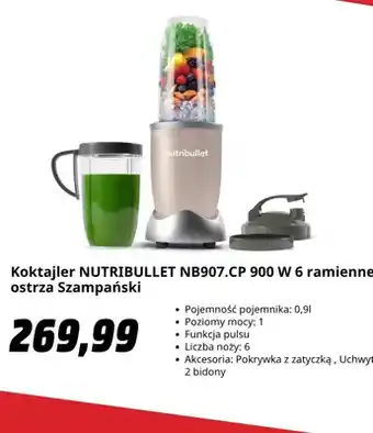 Koktajler Nutribullet NB907.CP 6 ramienne ostrza szampański