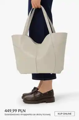 Ryłko Szarobeżowa shopperka ze skóry licowej oferta