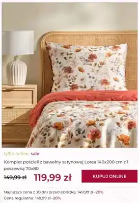 Komplet pościeli z bawełny satynowej Lorea 140x200 cm z 1 poszewką 70x80 Home & You