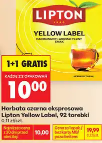 Biedronka Herbata czarna ekspresowa Lipton Yellow Label, 92 torebki oferta