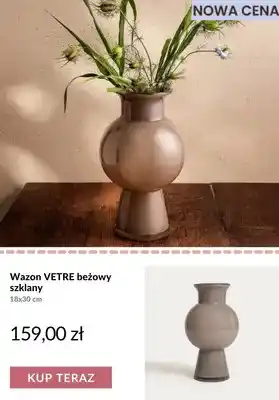 Wazon Vetre beżowy szklany 18x30 cm