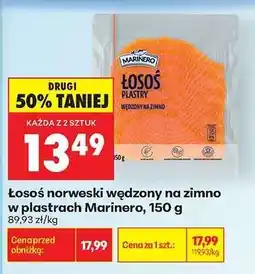 Biedronka Łosoś norweski wędzony na zimno w plastrach Marinero, 150 g oferta