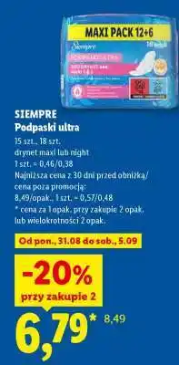 Lidl SIEMPRE Podpaski ultra oferta