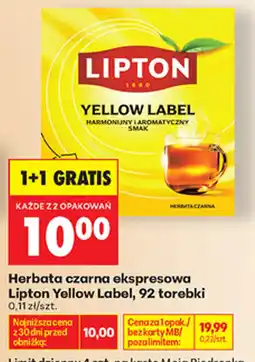 Biedronka Herbata czarna ekspressowa Lipton Yellow Label oferta