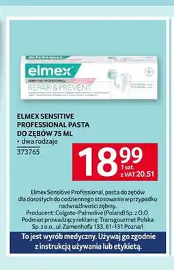 Selgros Pasta do zębów Elmex Sensitive Professional oferta