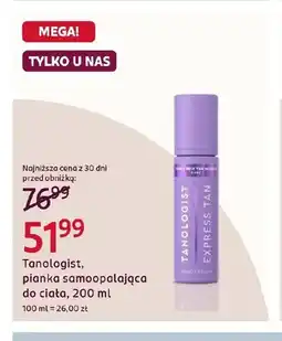 Rossmann Pianka samoopalająca do ciała Tanologist oferta