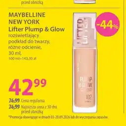 Hebe Rozświetlający podkład do twarzy Lifter Plump & Glow Maybelline New York oferta