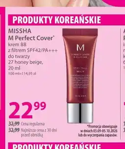 Hebe Krem BB M Perfect Cover z filtrem SPF42/PA+++ do twarzy 27 honey beige Missha oferta