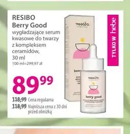 Hebe Wygładzające serum kwasowe do twarzy z kompleksem ceramidów Berry Good Resibo oferta