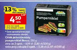 Auchan Chleb pełnoziarnisty pumpernikiel Benus oferta